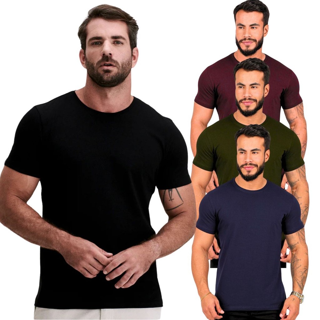 Camiseta Masculina Malha Peruana Camisa Basica Não Amarrota em Oferta na Shopee