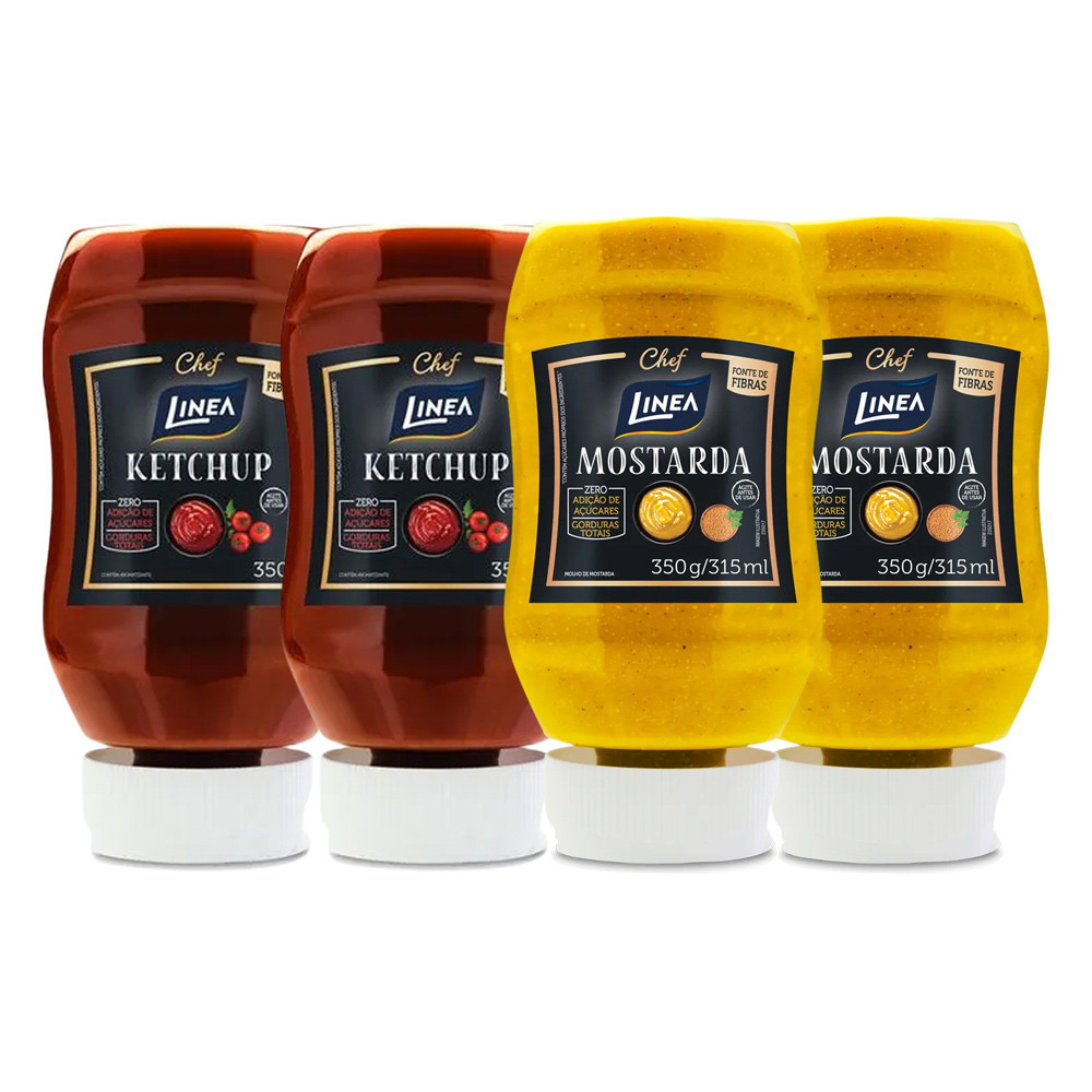 Kit 4 Molhos Linea – Mostarda e Ketchup 350g em Oferta na Shopee