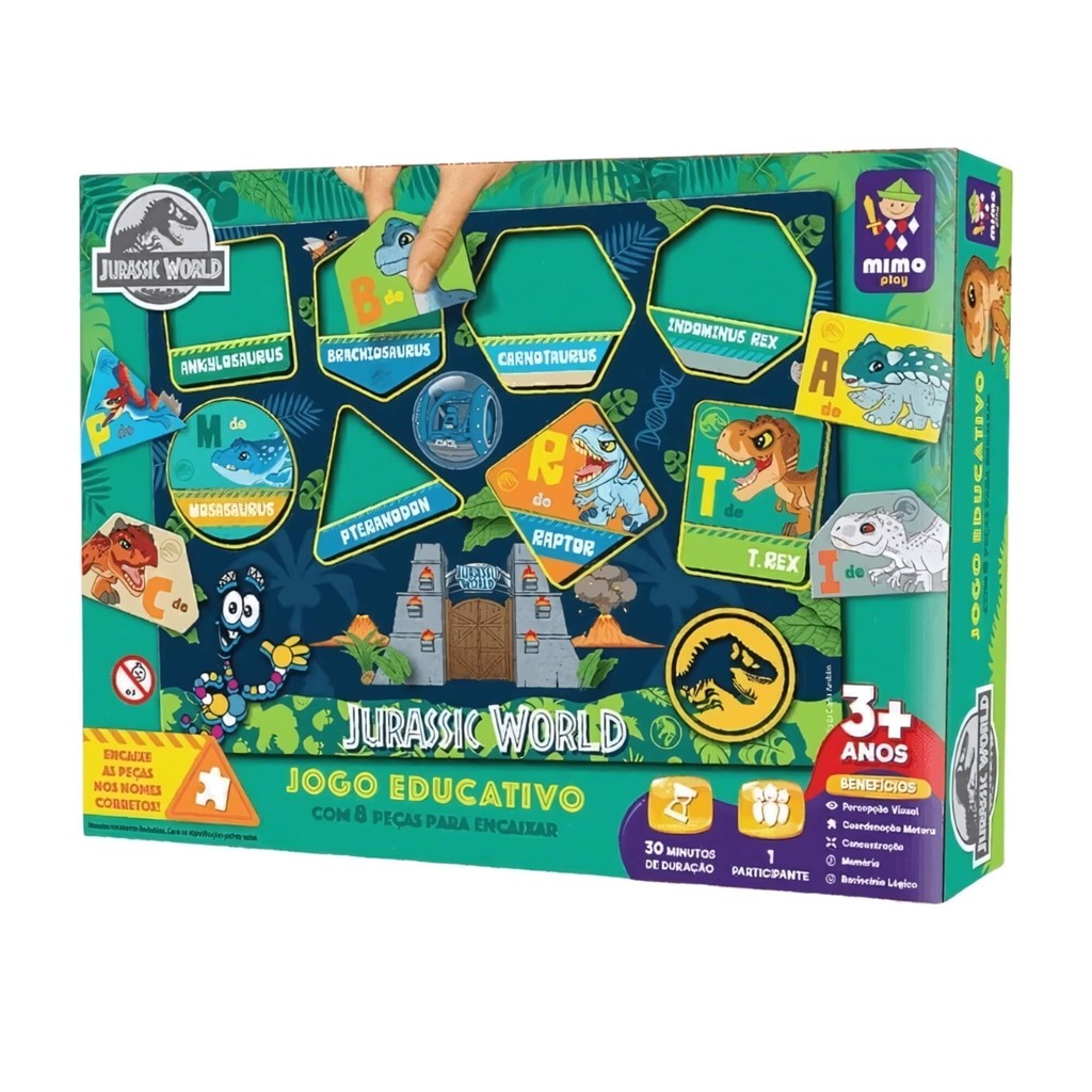 Jogo Infantil Educativo Encaixe as Formas Jurassic World Mimo Toys - 2051 em Oferta na Shopee