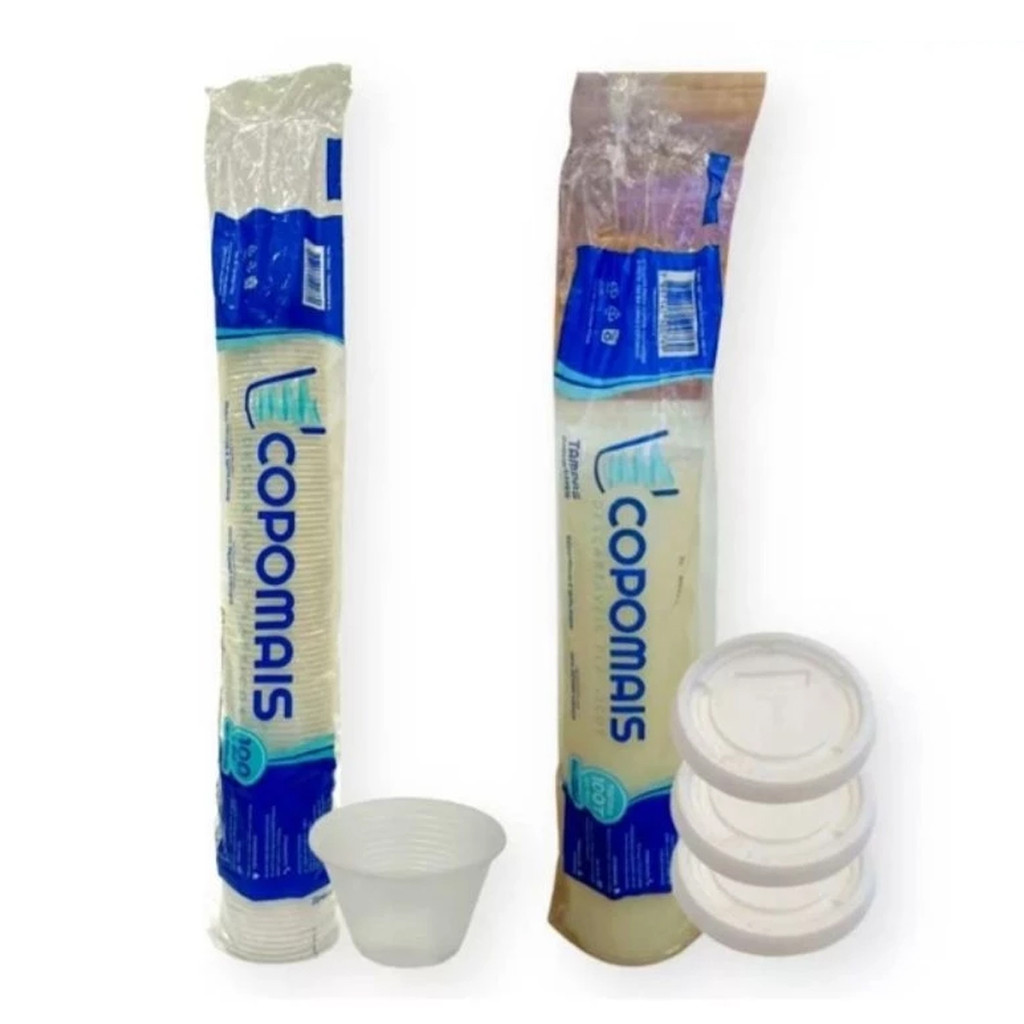 Kit 200 Potes com tampas de 100ml Descartáveis Gelatina Molho Doces