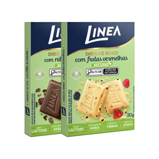 Kit 2 Chocolates Individuais Veganos Linea Sabor Ao Leite com Nibs de Cacau e Branco com Frutas Vermelhas de 30g em Oferta na Shopee