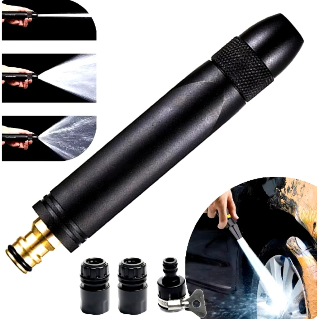 Kit 3 Em 1 Bico Alta Pressão Para Mangueira + Conector Top Acessórios de Jardinagem Externa