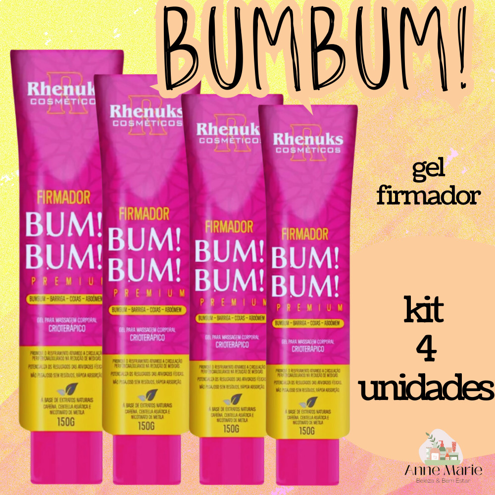 KIT C/ 4 GEL FIRMADOR BUMBUM 150 G RHENUKS em Oferta na Shopee