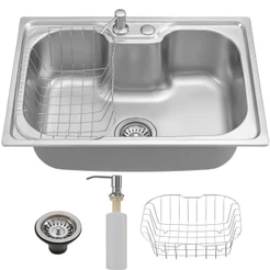 Cuba Pia Cozinha Gourmet Aço Inox 304 Luxo Prata Escovado 50x40cm Com Acessórios e Torneira