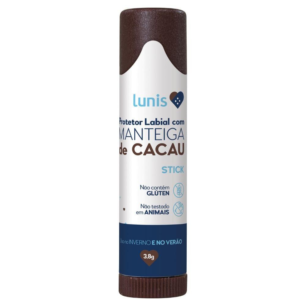 PROTETOR LABIAL COM MANTEIGA DE CACAU LUNIS STICK 3,8GR - Beauty
