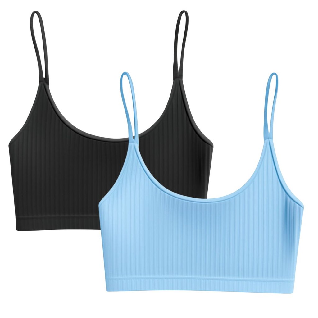 Kit 2 Top Alcinha Sem Bojo Feminino Canelado Academia Fitness Cropped Básico Confortável Liso Luxo