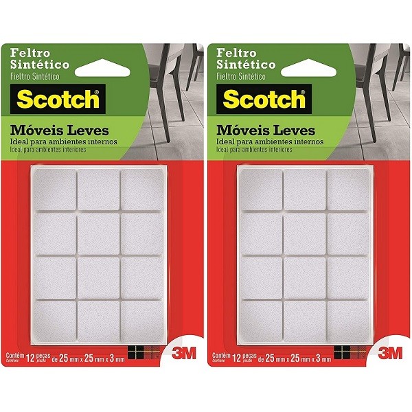 Kit com 24 Feltro Adesivo Cadeira Sofa Quadrado M 25MM SCOTCH 3M em Oferta na Shopee