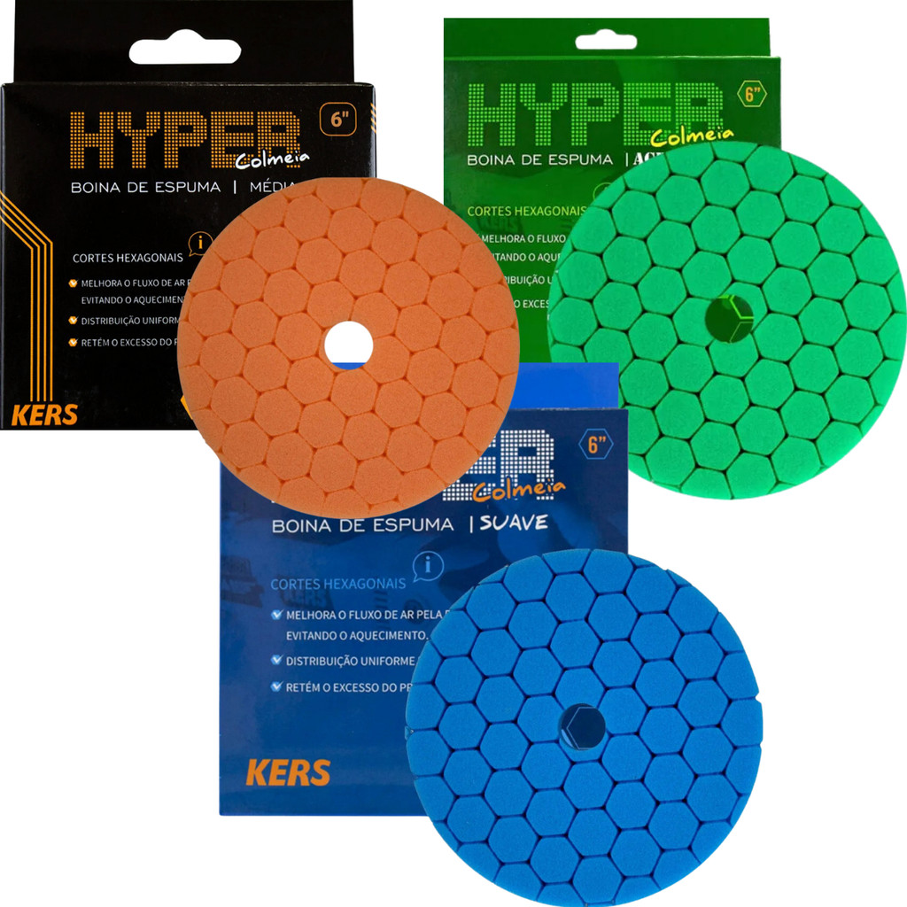 Kit Polimento Boinas De Espuma Corte Lustro Refino 6'' Kers