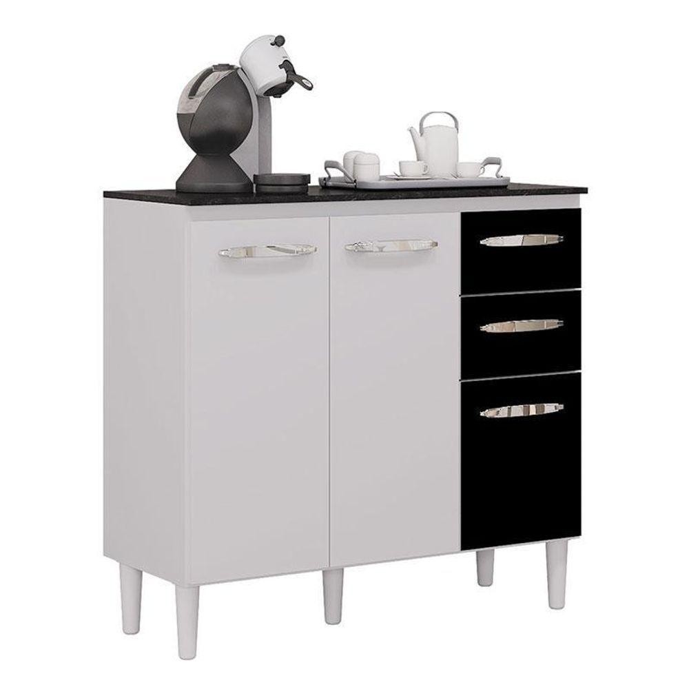 Balcão De Cozinha Isadora Branco Preto - Poquema em Oferta na Shopee