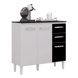 Balcão De Cozinha Isadora Branco Preto - Poquema em Oferta na Shopee