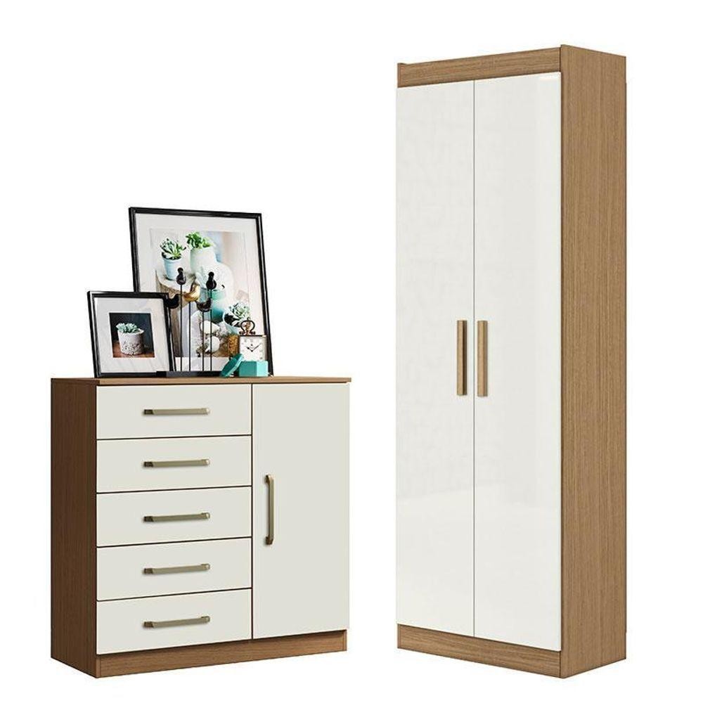 Cômoda Sapateira Milão 2014145 E Armário Multiuso 2000191 Atacama Off White - Aramóveis em Oferta na Shopee