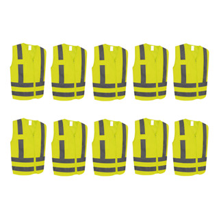 Kit 10 Colete Segurança Tipo Blusão Refletivo Bolso Zíper Alta Visibilidade EPI Sinalização Proteção em Oferta na Shopee