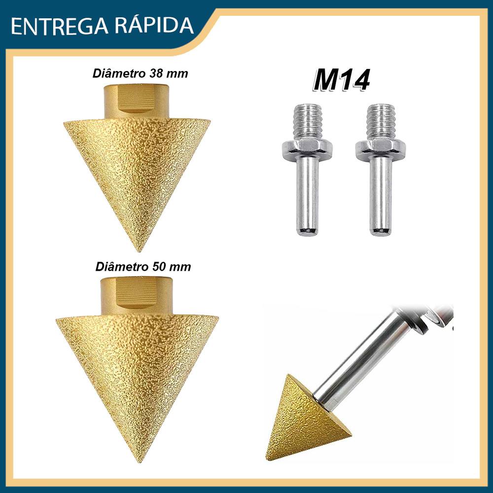 Escareador de diamante M14 roscado para rebarbadora angular Escareador de broca Haste de ligação 38/50mm