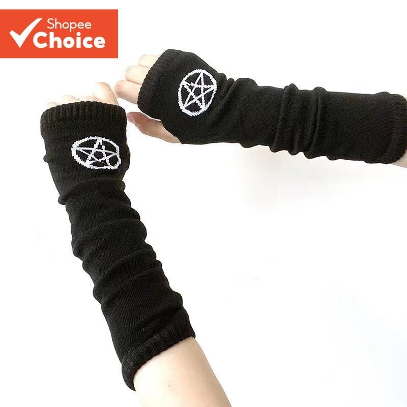 Luvas de Malha Ins Estilo Harajuku Manga Meia Quente à Prova de Frio para Outono InvernoOutono e Inverno