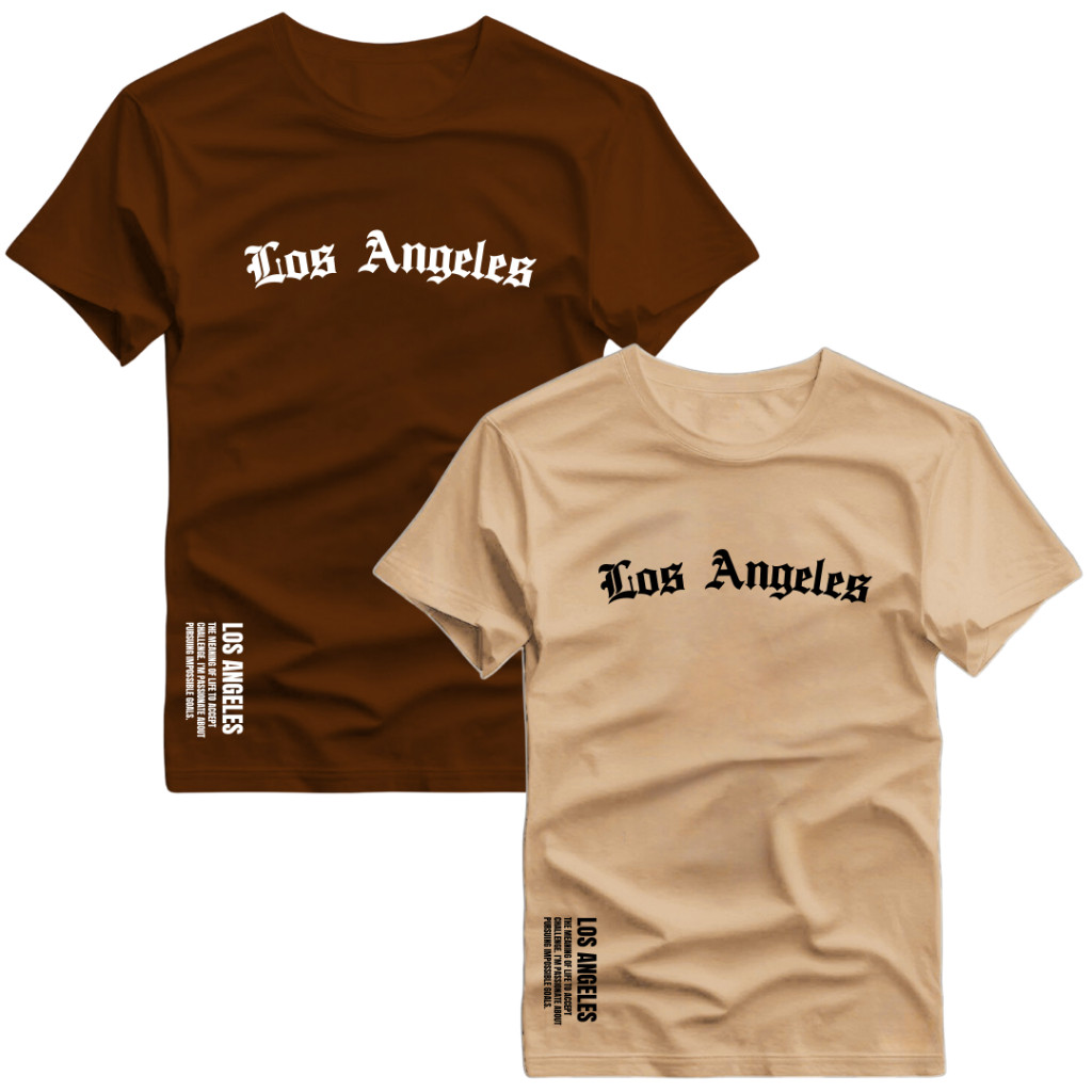 Kit 2 Camiseta Masculina Los Angeles Casual Estampada em DTF Malha Algodão 30.1 em Oferta na Shopee
