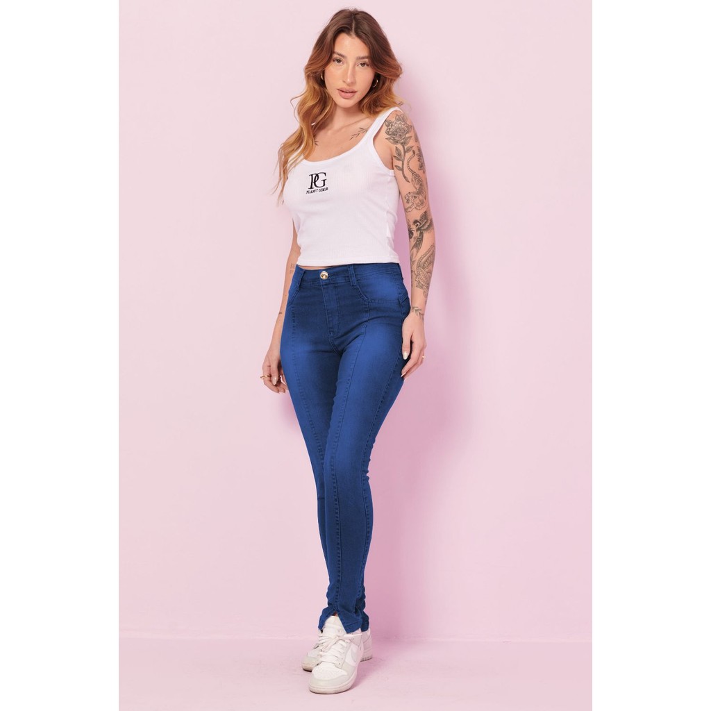 Calça Jeans Feminina Skinny Preciosa Planet Girls Azul Médio - Women Clothes