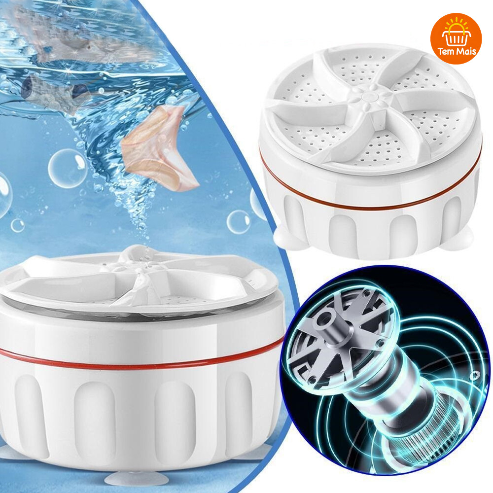 Mini Máquina de Lavar Roupas Panos Toalhas no Balde Portátil Ultrassônica Lavanderia USB Lava Louças Branco com USB