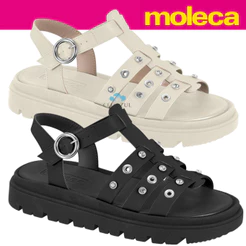 Sandália Moleca Dulce María Feminina Tachas Estilo Rock Casual Conforto
