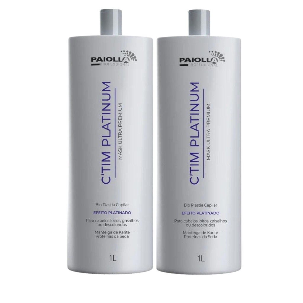 Kit 2 Progressiva Ctim Platinum Paiolla Matizadora Efeito Platinado Para Loiras Alisante 1Litro