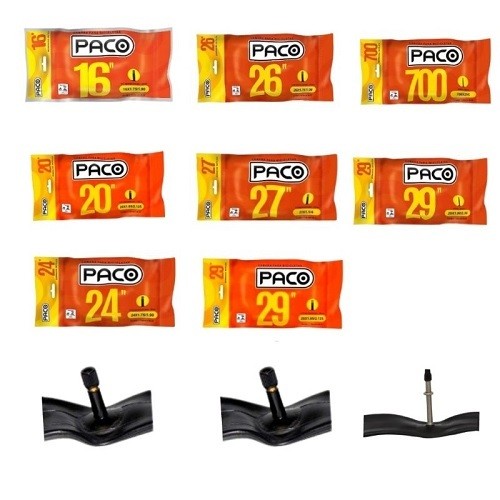 Câmara de Ar Paco – Compatível com Aros 16, 20, 24, 26, 27, 29, para Bicicleta em Oferta na Shopee