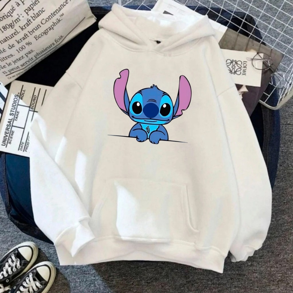 Blusa De Frio Moletom Canguru Unissex Lilo Stitch Bracinho Agasalho Casaco Blusão Capote Flanelado