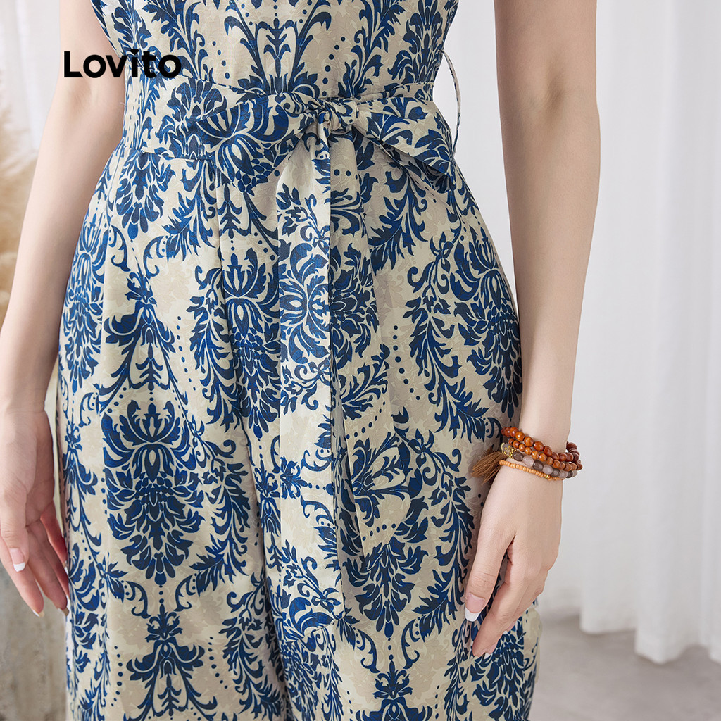 (Trendy) Lovito Macacão Boho Tribal Print Com Cadarço E Zíper Para Mulheres L133ED204 em Oferta na Shopee