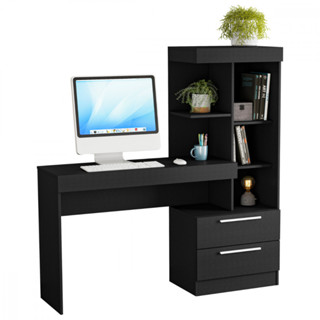 Escrivaninha com Estante e 2 Gavetas Office Preto TX Notavel em Oferta na Shopee