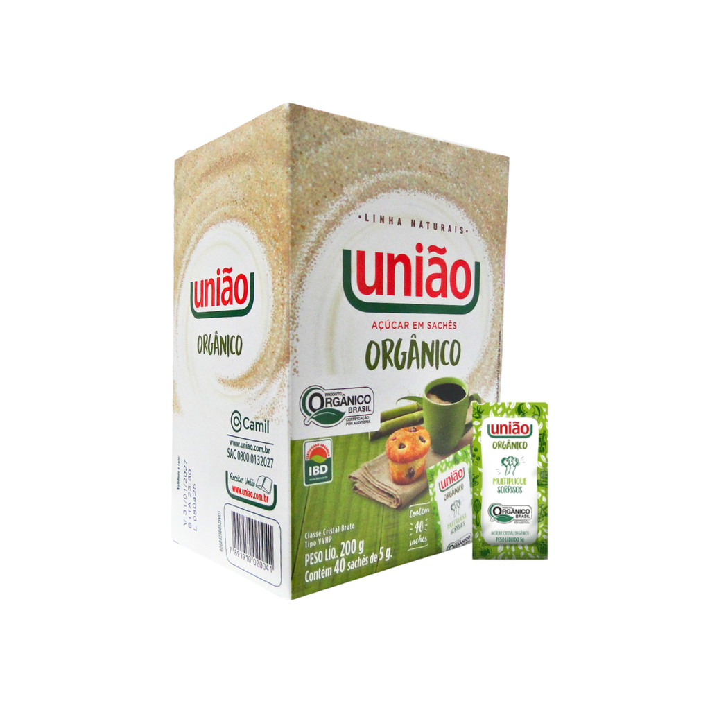 Açúcar Sachê Cristal Orgânico União - 40un