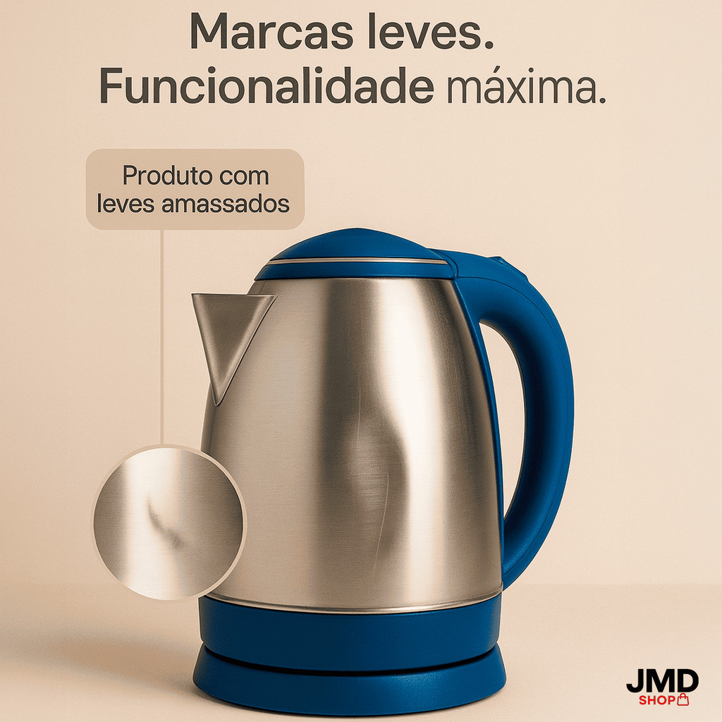 Chaleira Elétrica Inox 1,8L Funcional com Pequenas Avarias Voltagem 110V ou 220V em Oferta na Shopee