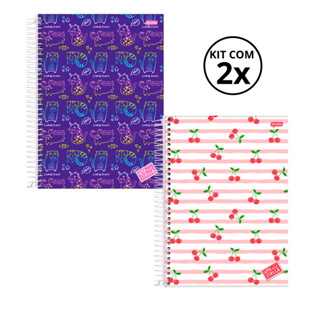 Kit 02 Cadernos Universitário 1 Matéria 80 Folhas Stella - Jandaia CAPA:Gato/Cereja em Oferta na Shopee