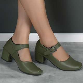 Sapato Feminino Mary Jane com Salto Bloco e Fivela Estilo Retrô e Super Conforto Macerata Ref: 170 em Oferta na Shopee