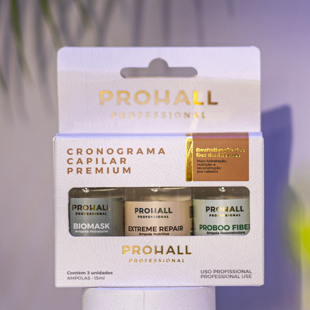 Kit Cronograma Capilar Premium com 3 Ampola Prohall