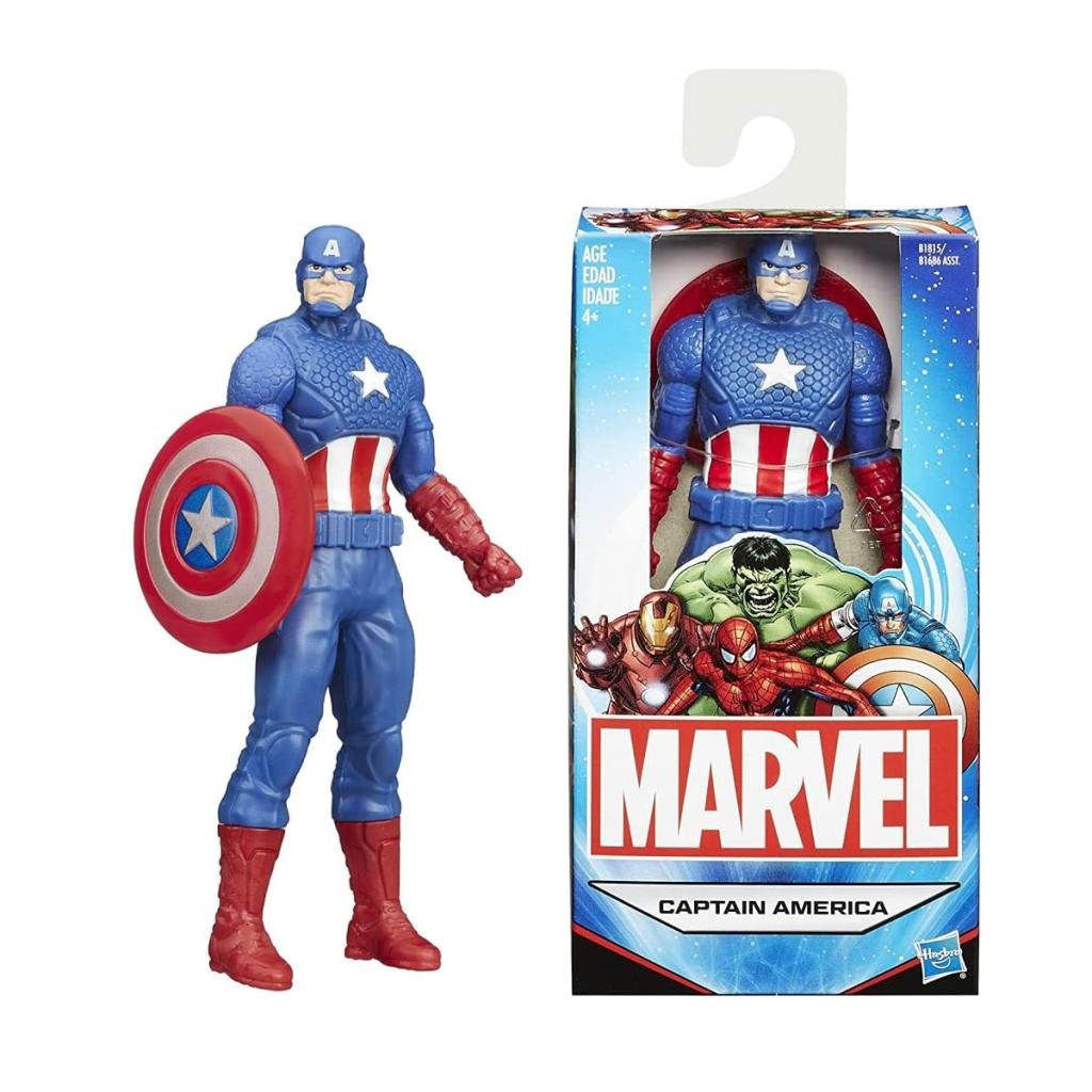 Boneco Capitão América Marvel Avengers 15cm Hasbro B1686 com Escudo Articulado