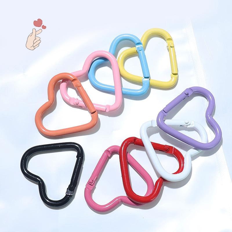 [PEBR] 10 Peças De Metal Coração Mola Fecho Que Pode Ser Aberto Em Forma De Amor Mosquetão Chaveiro Clipes Gancho Corren