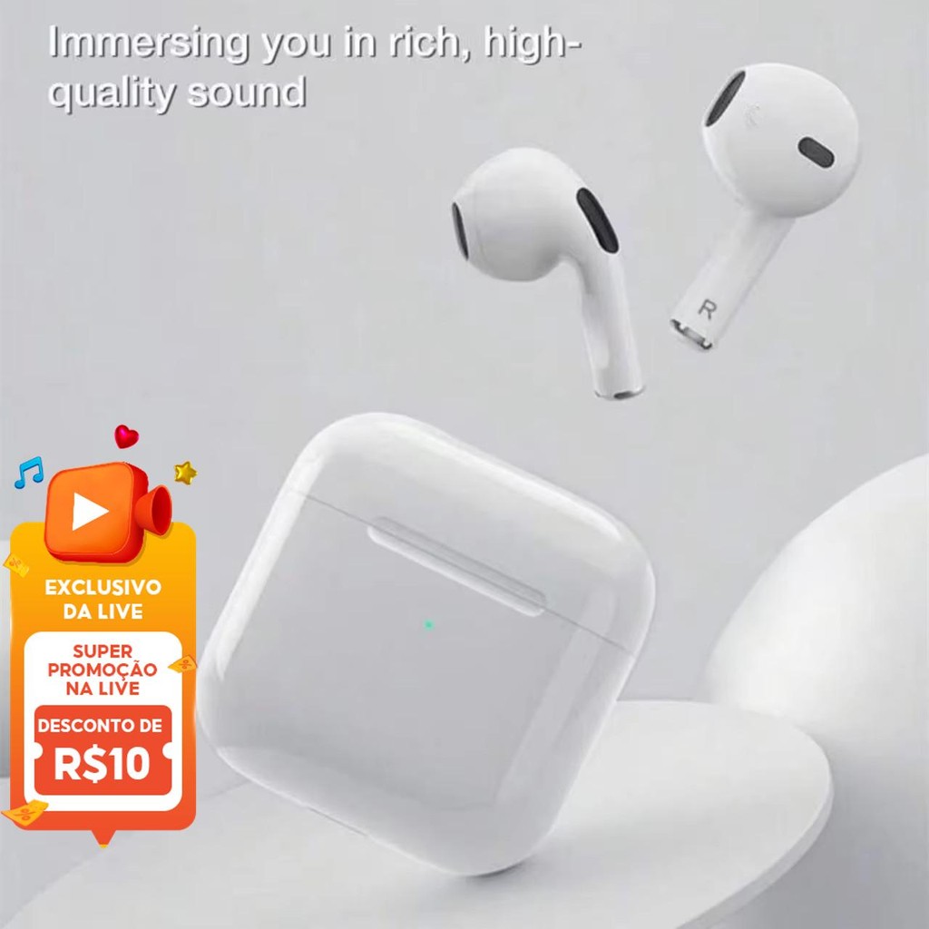 Mini Pro4 TWS Bluetooth Fone De Ouvido Compacto Portátil Controle Toque Estéreo Cancelamento Ruído Fones Esporte