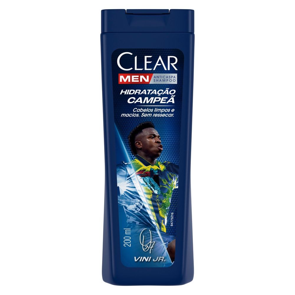 Shampoo Anticaspa Clear Men Vini Jr. Hidratação Campeã 200ml - Beauty