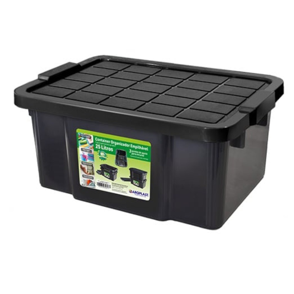 Caixa organizadora com tampa 25 litros empilhável - 25887 Arqplast - Home & Living