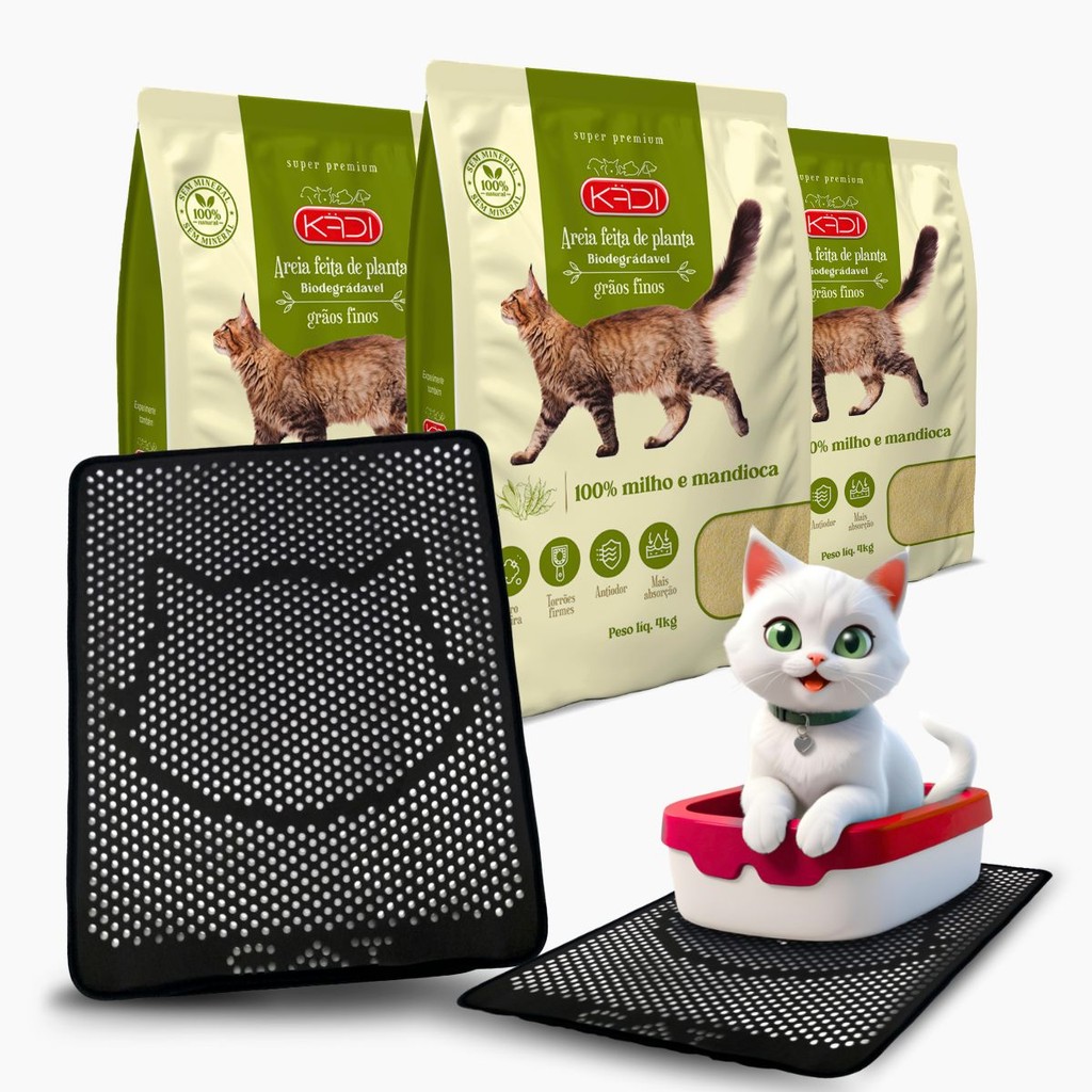 Kit Areia Biodegradável Kadi Grãos Finos - 2Kg + Coletor de areia Mypetone