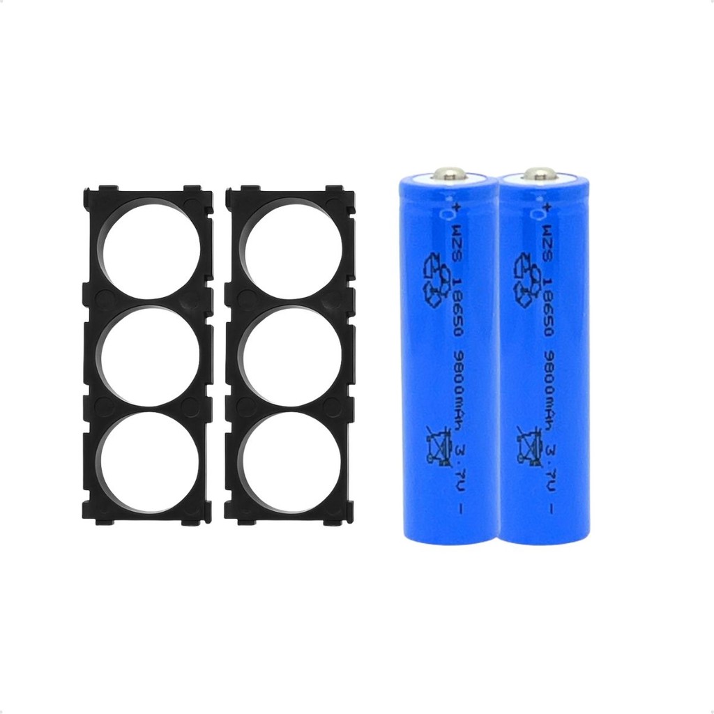 Kit Com 2 Suporte Para 3 Bateria 18650 Mais 2 Bateria Li-ion Envio Imediato