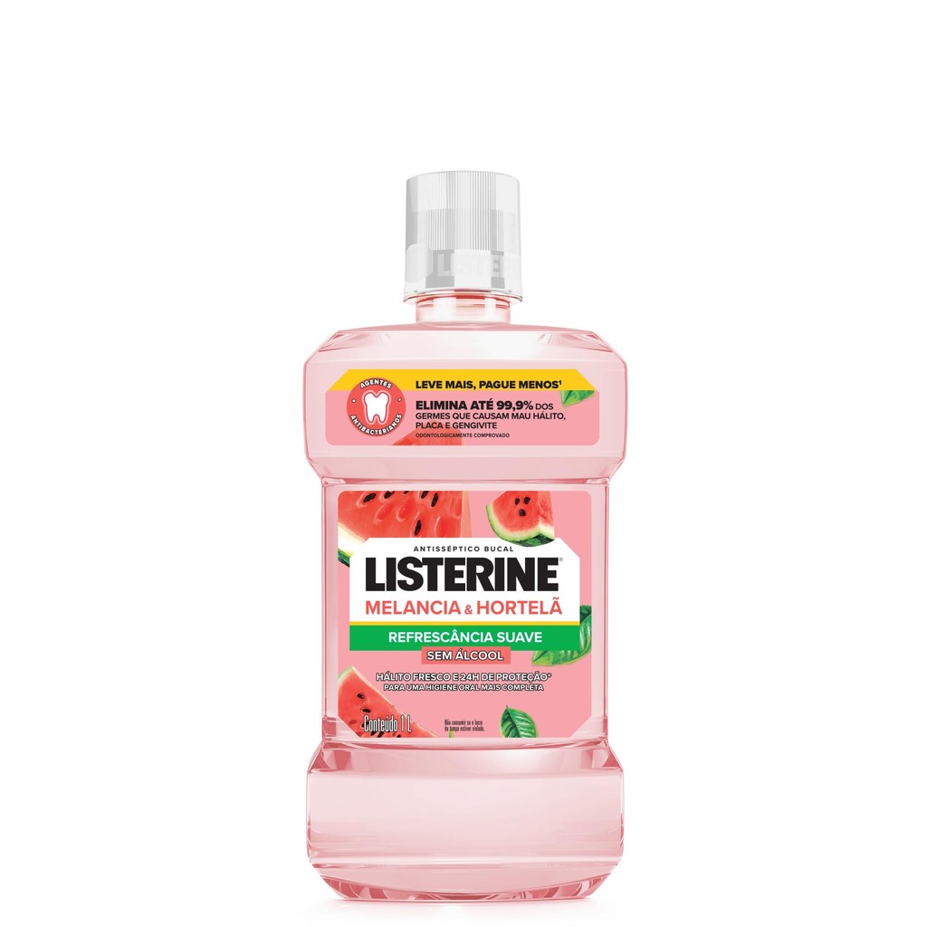 Enxaguante Bucal Listerine Melancia & Hortelã sem Álcool 1L em Oferta na Shopee