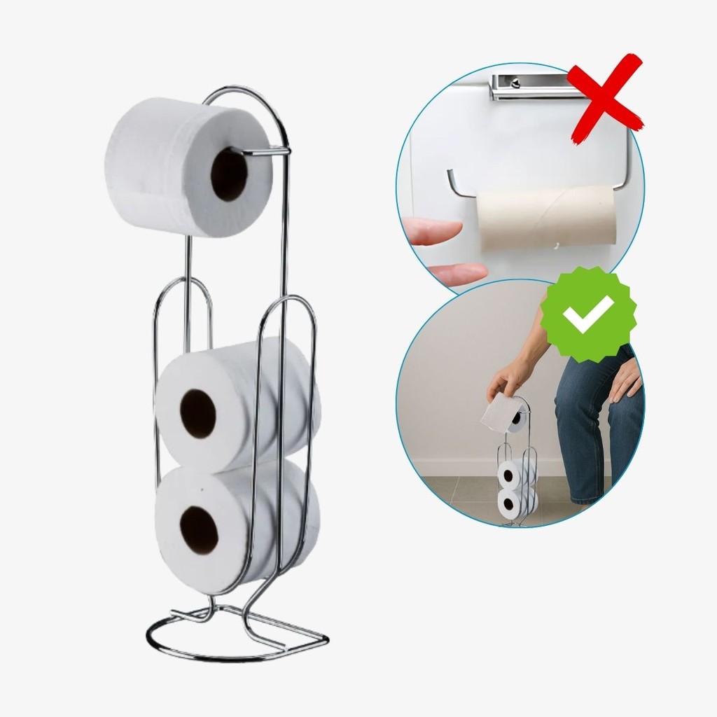 Suporte de Papel Higiênico de Chão piso Future 1870 Papeleira piso aço carbono cromado