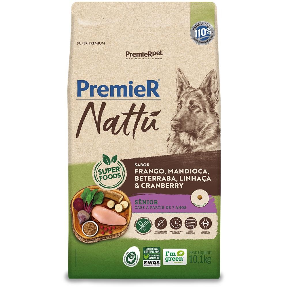 Ração PremieR Nattú Cães Idoso Porte Pequeno Mandioca/Frango 10kg