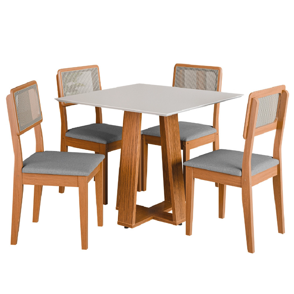 Conjunto Sala de Jantar Mesa Athenas Quadrada 4 Cadeiras Santiago Dobuê em Oferta na Shopee