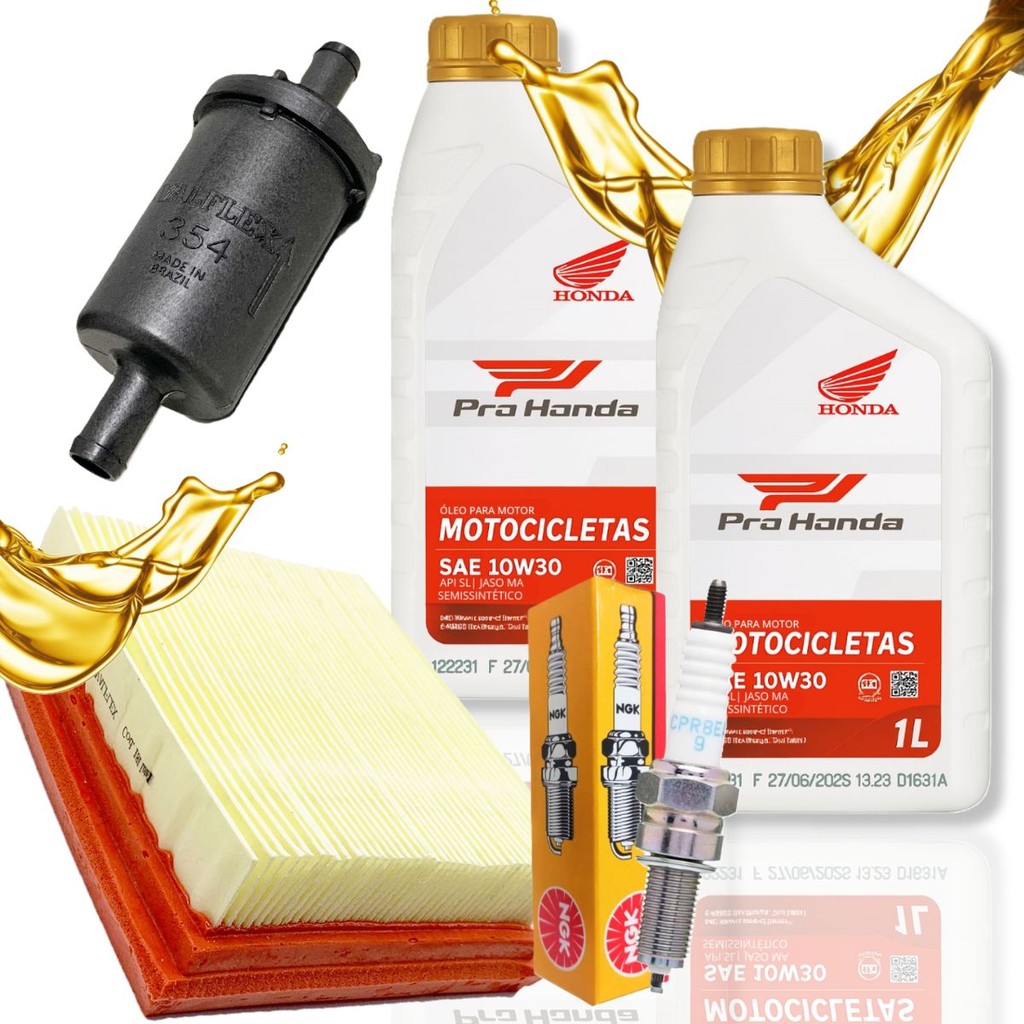Kit Revisão Para Nxr 150 Bros Troca de Óleo Honda 10w30 Filtros e Vela Ngk em Oferta na Shopee