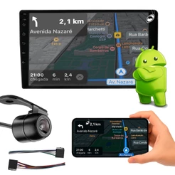 Multimídia 9" H-Tech HT-9245CA QuadCore Android 4GB Ram 64GB + Câmera de Ré