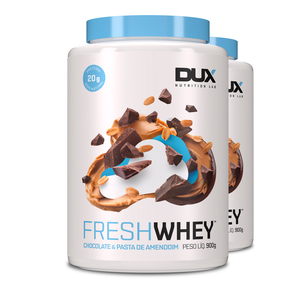 Kit 2 Whey Protein Fresh Dux Chocolate e Pasta de Amendoim 900g
