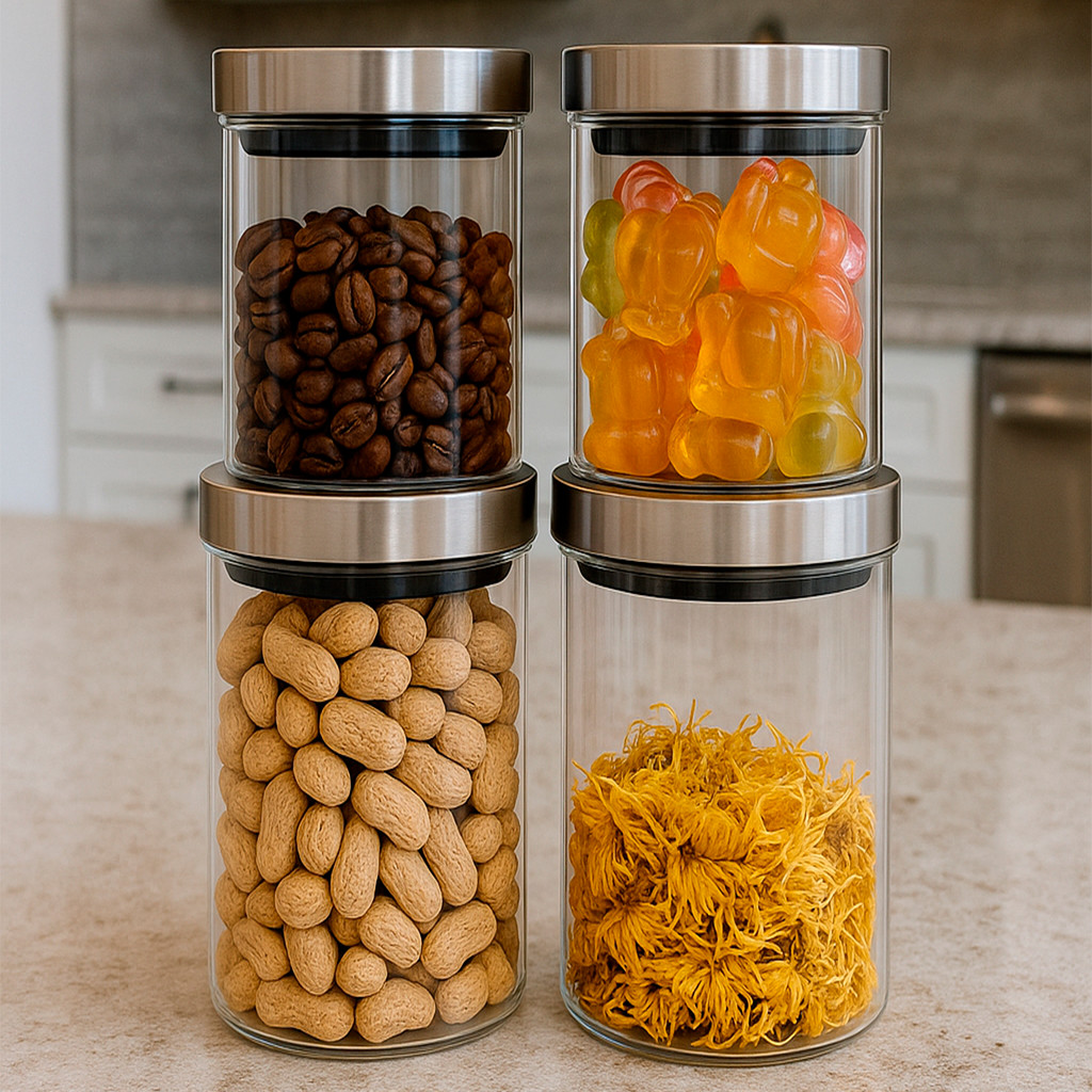 Conjunto 4 Potes Vidro 2x600ml 2x950ml Tampa Inox Belovidro em Oferta na Shopee