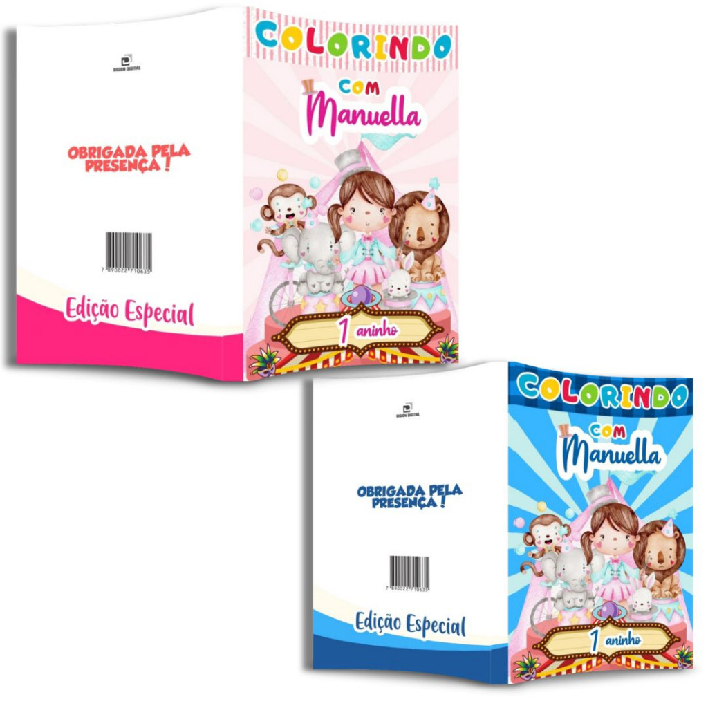 Livro de colorir Circo Aquarela Lembrancinha personalizada