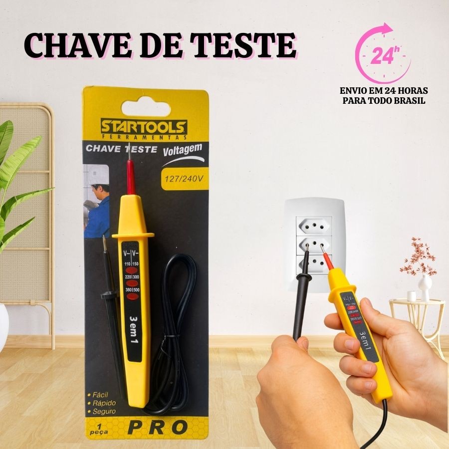 Medidor De Eletrecidade Testador Tensão 3 Indicadores 127v 220v 500v Detector Tensão