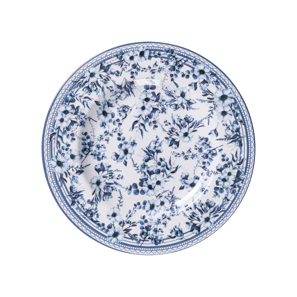 Prato Sobremesa Azzura Porcelana Estampa Azul Inspirada Azulejos Portugueses Elegante Tramontina em Oferta na Shopee